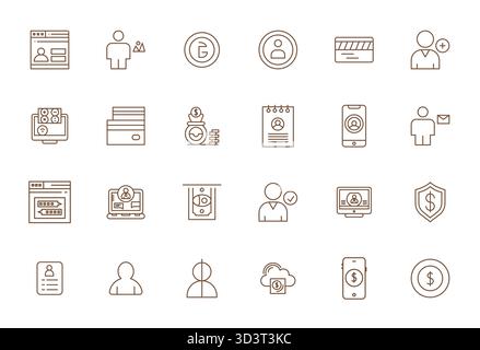 Thoughtfully designed 24 vector icons themed around Account, crafted in Bold Line with 128x128 Detail Enhanced precision for contemporary design needs Stock Vector