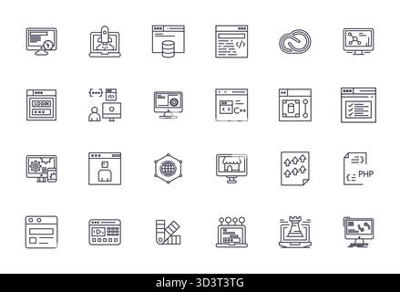 Complete package of 24 vector icons themed around Web Application, showcasing Bold Line design in 128x128 Editable quality for modern interfaces. Stock Vector