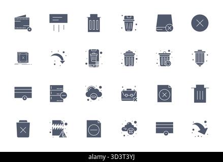 Innovative pack of 24 vector icons themed around Remove File, showcasing Filled design in 64x64 Editable format for modern digital solutions. Stock Vector