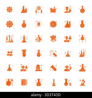 This set of 36 Filled vector icons captures Researcher themes in 256x256 Grid Fitted quality, perfect for tech and business applications. Stock Vector