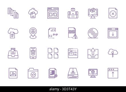 Beautifully rendered 24 Bold Line Display Perfect vector icons for Digital File, created at Retina Ready resolution for stunning visual consistency ac Stock Vector