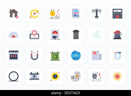 This set of 24 Flat vector icons captures Current themes in 64x64 Editable quality, perfect for tech and business applications. Stock Vector