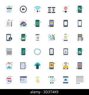 This collection features 36 Flat Editable vector icons tailored to the App theme, optimized in 64x64 format for digital design. Stock Vector