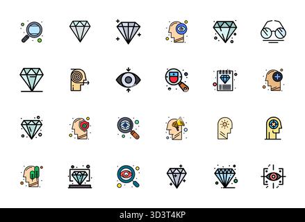 Intelligently designed 24 PIXEL Perfect vector icons inspired by Clarity, created in Line Filled format at 64x64 for smart and efficient design workfl Stock Vector
