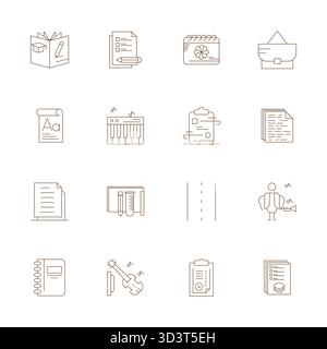 Explore 16 Thin Line Pixel Optimized vector icons in 256x256 resolution inspired by Notes. Perfect for web and app interfaces. Stock Vector