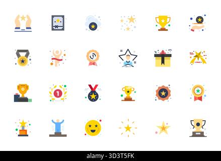 Precision-engineered 24 Flat vector icons for Outstanding, designed at 256x256 Pixel Optimized resolution for exceptional clarity and scalability. Stock Vector