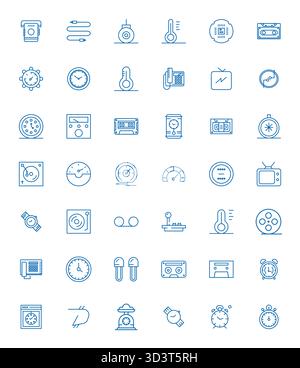 State-of-the-art bundle featuring 42 Pixel Aligned vector icons inspired by Analog, created in Bold Line format at 64x64 for next-generation interface Stock Vector