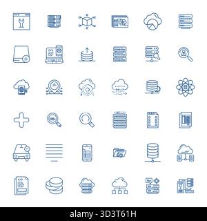 Innovative pack of 36 vector icons themed around Database, showcasing Bold Line design in 128x128 Pixel Aligned format for modern digital solutions. Stock Vector