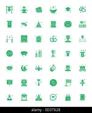 Contemporary collection of 42 vector icons representing Ceremony in Filled aesthetic, featuring 64x64 Grid Fitted resolution for modern application de Stock Vector
