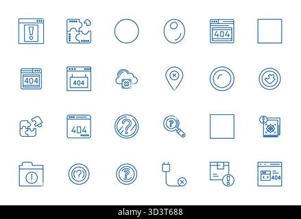Curated pack of 24 High Resolution vector icons in Bold Line design, centered around Missing concepts with Pixel Aligned clarity. Stock Vector