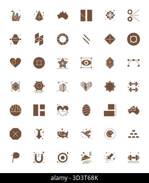 Exceptional collection of 42 Filled vector icons for Shape, delivered in 64x64 PIXEL Perfect resolution for unparalleled visual excellence and usabili Stock Vector