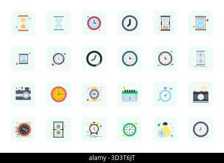 Precision-engineered 24 Flat vector icons for Moment, designed at 128x128 Display Perfect resolution for exceptional clarity and scalability. Stock Vector