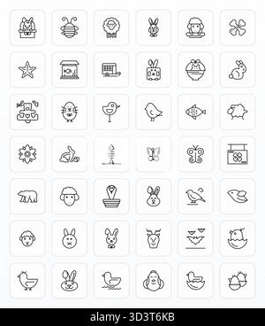 This Animal vector icon pack includes 42 Bold Line designs in High Resolution Editable format, perfect for enhancing digital interfaces. Stock Vector