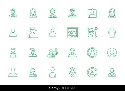 Ultimate collection of 24 vector icons representing Avatar in Bold Line aesthetic, optimized with High Resolution Editable resolution for maximum impa Stock Vector