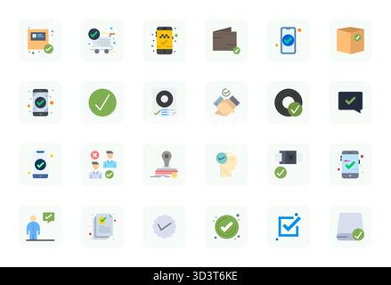 Explore 24 Flat Editable vector icons in 128x128 resolution inspired by Accepted. Perfect for web and app interfaces. Stock Vector