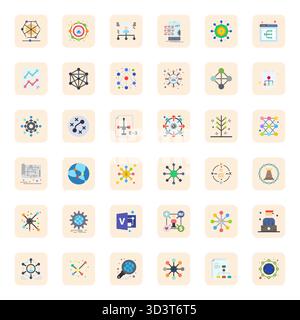 A versatile set of 36 Flat Pixel Aligned vector icons focused on Connections, delivered in crisp 256x256 format ideal for mobile and web applications. Stock Vector