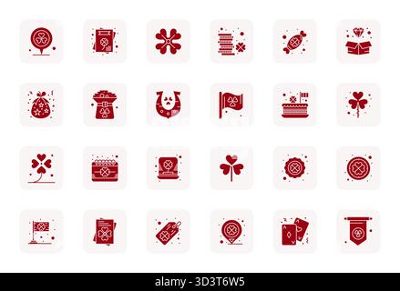 Intelligently designed 24 Pixel Optimized vector icons inspired by Lucky, created in Filled format at 256x256 for smart and efficient design workflows Stock Vector