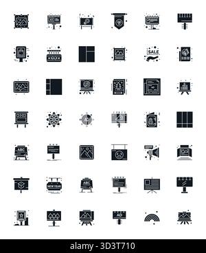 Essential pack of 42 Pixel Aligned vector icons for Poster in Filled format, sized at High Resolution for optimal performance and scalability. Stock Vector