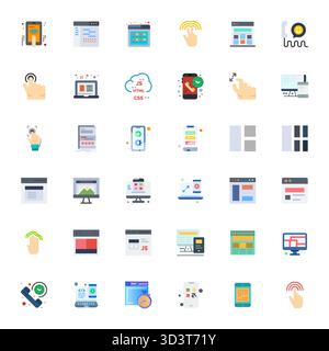 Essential pack of 36 Display Perfect vector icons for Responsive in Flat format, sized at Retina Ready for optimal performance and scalability. Stock Vector