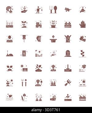 Essential pack of 42 PIXEL Perfect vector icons for Soil in Filled format, sized at 128x128 for optimal performance and scalability. Stock Vector