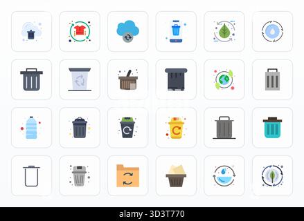 Perfectly balanced 24 Flat Display Perfect vector icons for Recycle, sized at Retina Ready for harmonious integration in digital design projects. Stock Vector