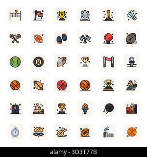 Curated pack of 36 128x128 vector icons in LineFilled design, centered around Competition concepts with PIXEL Perfect clarity. Stock Vector