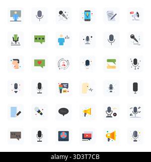 Carefully curated 36 Flat vector icons for Commentary, featuring 64x64 Display Perfect resolution for consistent brand representation and user experie Stock Vector