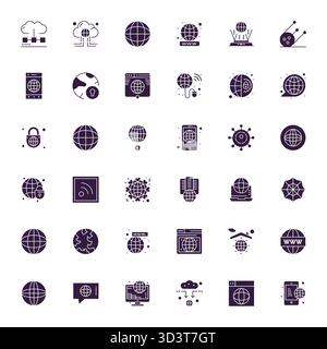 Intelligently designed 36 Pixel Optimized vector icons inspired by Global Network, created in Filled format at High Resolution for smart and efficient Stock Vector