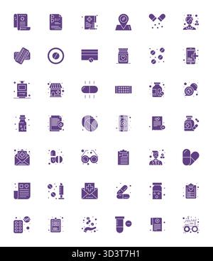 Expertly designed 42 Filled Editable vector icons for Prescription, engineered at High Resolution resolution for flawless integration and performance. Stock Vector