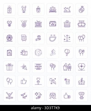 Beautifully rendered 42 Bold Line Grid Fitted vector icons for Celebration, created at 64x64 resolution for stunning visual consistency across platfor Stock Vector