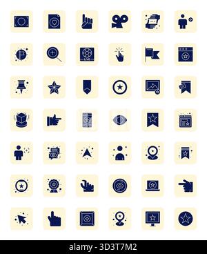 Set of 42 Filled Pixel Aligned vector icons themed around Highlight, crafted in 256x256 resolution for seamless integration in apps and websites. Stock Vector