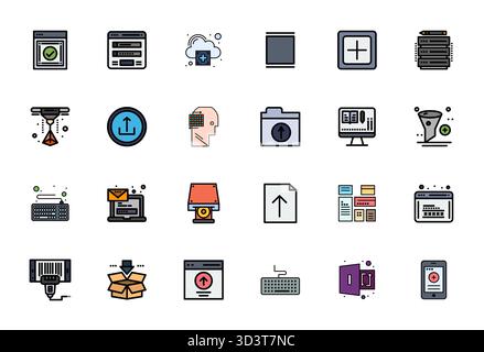 Complete package of 24 vector icons themed around Data Input, showcasing Line Filled design in 64x64 Detail Enhanced quality for modern interfaces. Stock Vector