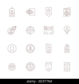 High-performance collection of 16 Thin Line vector icons for Identification, engineered with 256x256 Grid Fitted resolution for optimal user interface Stock Vector