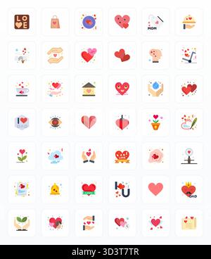 A versatile set of 42 Flat Detail Enhanced vector icons focused on Caring, delivered in crisp Retina Ready format ideal for mobile and web application Stock Vector