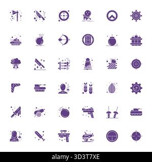 This set of 36 Filled vector icons captures Weapon themes in 128x128 Editable quality, perfect for tech and business applications. Stock Vector