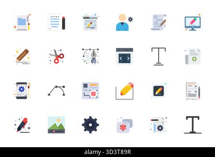 Unlock 24 Flat Grid Fitted vector icons inspired by Edit, optimized in High Resolution format for flawless display across all devices. Stock Vector
