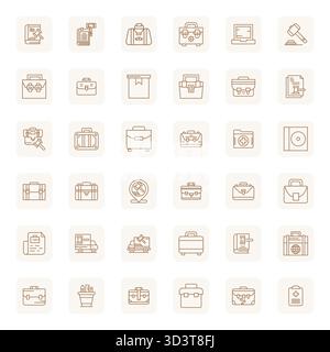 Sophisticated bundle of 36 Regular Bold Outline vector icons for Case, engineered with 64x64 PIXEL Perfect clarity for professional applications. Stock Vector
