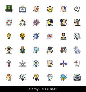 Artfully designed 36 Flat Line Filled PIXEL Perfect vector icons for ProblemSolving, delivered in 256x256 format for consistent visual excellence. Stock Vector