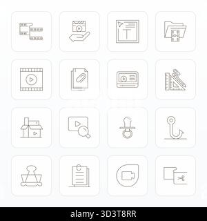 State-of-the-art bundle featuring 16 Pixel Optimized vector icons inspired by Clip, created in Thin Line format at Retina Ready for next-generation in Stock Vector