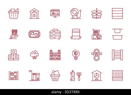 Beautifully rendered 24 Bold Line Detail Enhanced vector icons for Products, created at 128x128 resolution for stunning visual consistency across plat Stock Vector