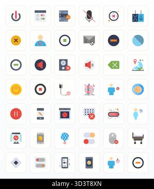 A versatile set of 42 Flat Pixel Optimized vector icons focused on Disable, delivered in crisp Retina Ready format ideal for mobile and web applicatio Stock Vector