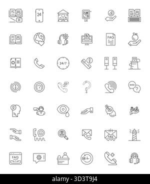Carefully curated 42 Bold Line vector icons for Help, featuring High Resolution Display Perfect resolution for consistent brand representation and use Stock Vector
