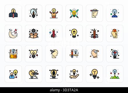 Expertly designed 24 Filled Line Display Perfect vector icons for Imagination, engineered at 128x128 resolution for flawless integration and performan Stock Vector