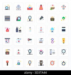 Explore 36 Flat Pixel Optimized vector icons in High Resolution resolution inspired by Cosmetic. Perfect for web and app interfaces. Stock Vector