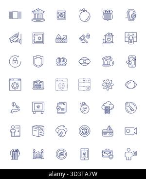 Future-ready pack of 42 vector icons themed around Security, showcasing Bold Line design with 64x64 Pixel Optimized clarity for innovative user interf Stock Vector