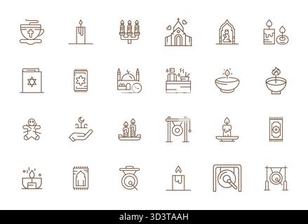 Enhance your projects with 24 Bold Line vector icons themed around Ritual, featuring Retina Ready Grid Fitted resolution ideal for clean and professio Stock Vector