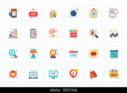 Distinctive pack of 24 Display Perfect vector icons inspired by Deals, crafted in Flat format at 256x256 for memorable brand experiences. Stock Vector