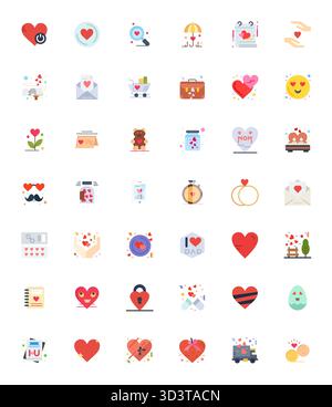 Artfully designed 42 Flat Detail Enhanced vector icons for Affection, delivered in 64x64 format for consistent visual excellence. Stock Vector