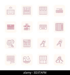 Handcrafted collection featuring 16 Thin Outline vector icons for Keys, optimized in Retina Ready PIXEL Perfect resolution for premium digital experie Stock Vector