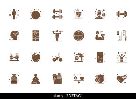 Refined bundle featuring 24 Filled vector icons for Healthy Lifestyle, optimized with Retina Ready Display Perfect quality for elegant and functional Stock Vector